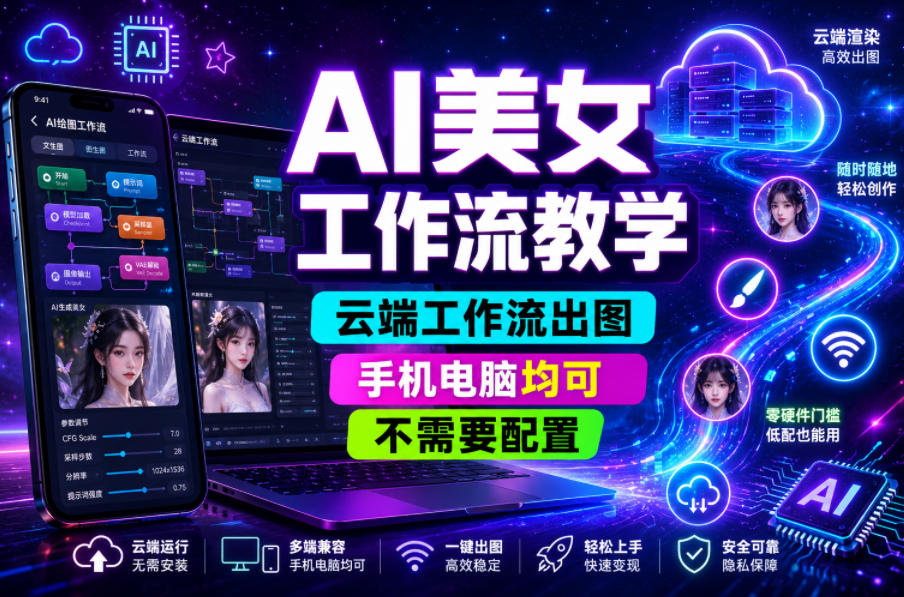 【2026.06.12】AI美女创作全攻略：云端生成，手机电脑通用，零配置快速涨粉！-