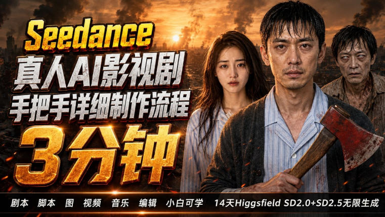 【2026.08.04】Higgsfield 2.0实战:3分钟真人AI影视剧全流程拆解,14天无限生成秘籍-