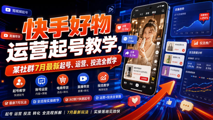 【2026.07.27】快手好物运营起号全攻略：7月最新起号、运营与投流技巧大公开-