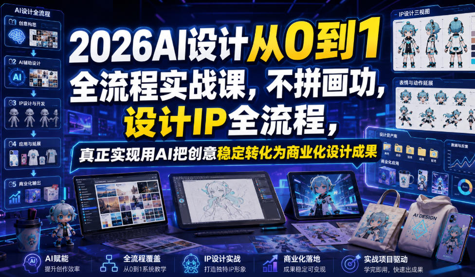 【2026.07.26】2026年AI设计全流程实战：零基础打造设计IP，无需画功，让创意稳定变现为商业成果-