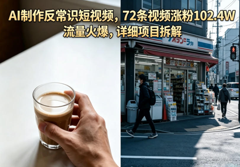 【2026.05.22】AI生成反常识短视频：72条视频狂揽102.4万粉丝，流量爆棚，深度拆解项目玩法-