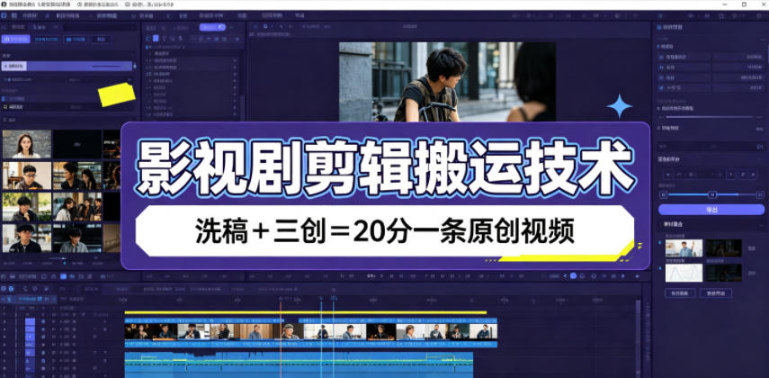 【2026.07.25】影视剧剪辑搬运技术,洗稿+三创=20分一条原创视频-