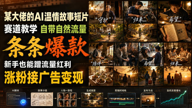 【2026.08.12】AI大佬温情短片教学:零基础也能条条爆款,轻松涨粉变现!-