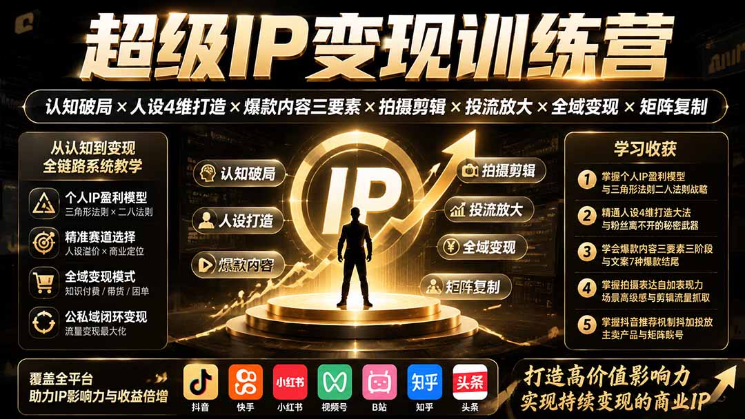 【2026.08.04】超级IP变现全攻略:从认知破局到矩阵复制,7大核心模块助你引爆流量与收益-