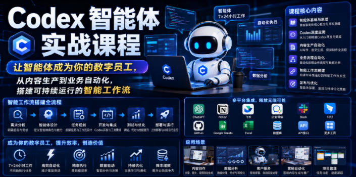 【2026.07.01】Codex智能体实战课：打造你的数字员工，从内容创作到业务自动化，构建高效智能工作流-
