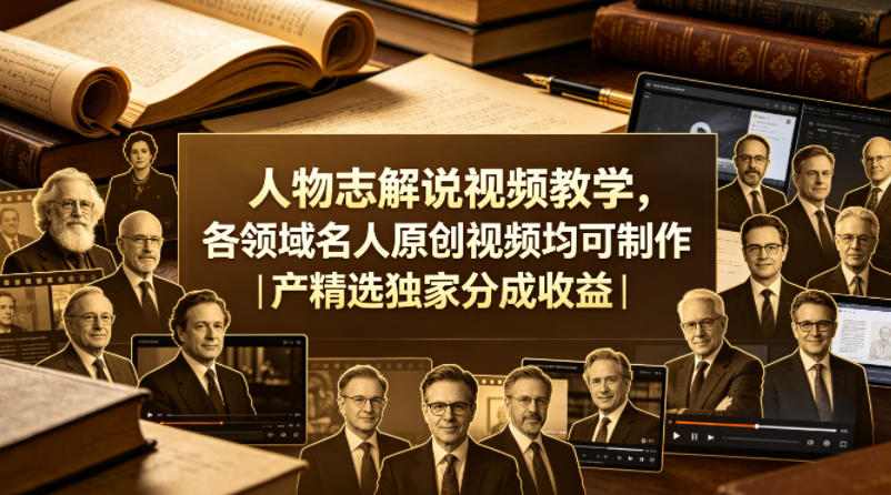 【2026.04.30】1. 人物志视频教学：打造各领域名人原创内容，独家分成收益等你来拿！
2. 名人故事创作指南：从人物志到原创视频，轻松赚取高额分成！
3. 独家揭秘！人物志解说视频制作技巧，名人题材收益翻倍攻略。-