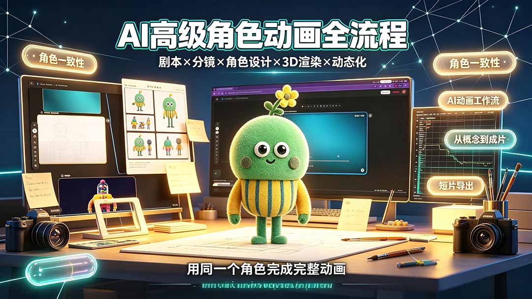 【2026.07.12】AI高级角色动画全流程：从剧本、分镜到3D渲染与动态化，一站式掌握概念到成片秘籍-