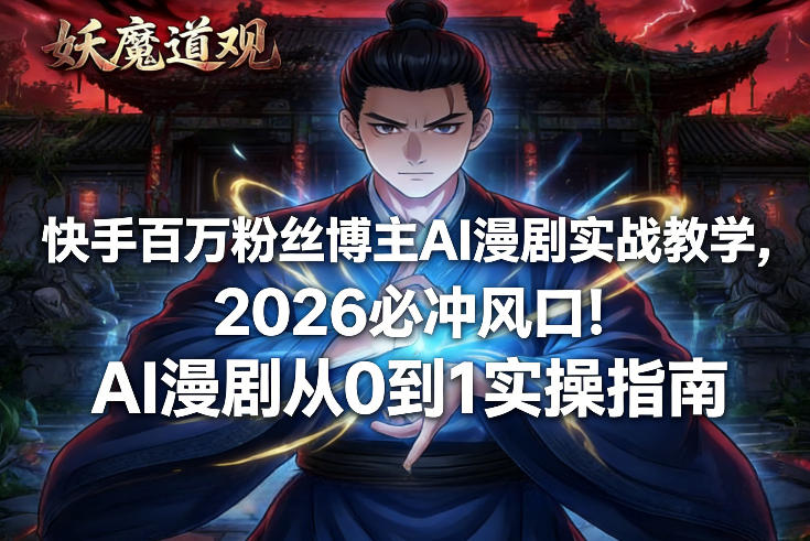 【2026.01.30】AI漫剧实战教学:百万粉丝博主亲授,2026风口必抢!从零到一实操全攻略-
