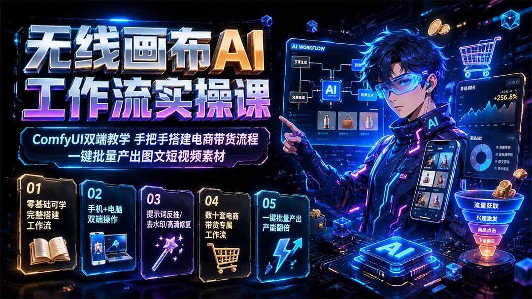 【2026.08.02】ComfyUI实战：从零搭建电商带货AI工作流，图文短视频一键批量生成-