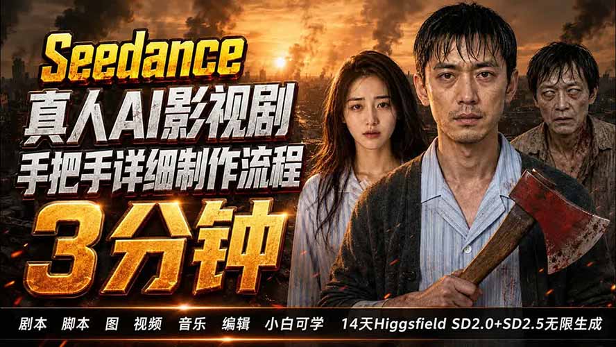 【2026.08.05】Higgsfield SD 2.0保姆级教程:3分钟真人AI影视剧从0到1完整实操-