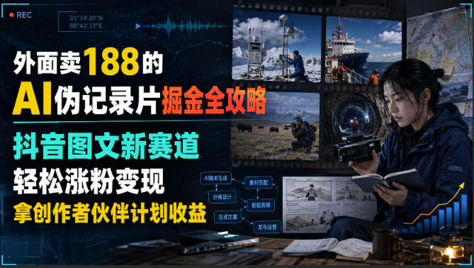 【2026.08.07】抖音图文新赛道：AI伪记录片掘金攻略，零基础轻松涨粉变现-