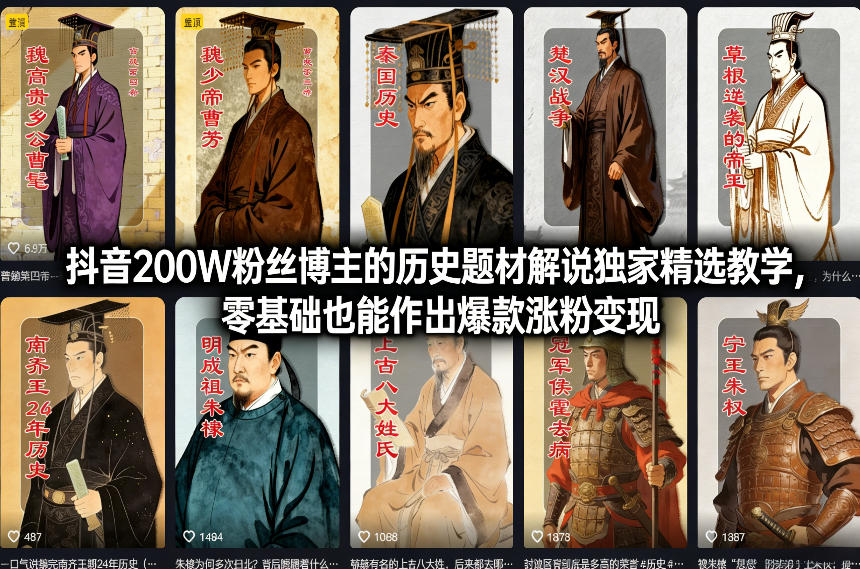 【2026.01.28】零基础速成！抖音历史解说爆款秘籍，200万粉博主亲授涨粉变现攻略-