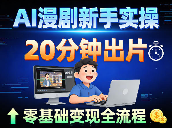 【2026.03.18】AI漫剧速成指南：20分钟轻松出片不崩人设，新手也能快速涨粉变现-