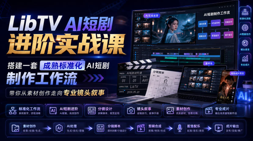 【2026.08.09】AI短剧进阶实战:打造标准化制作流程,从素材到专业叙事的完整跃迁-