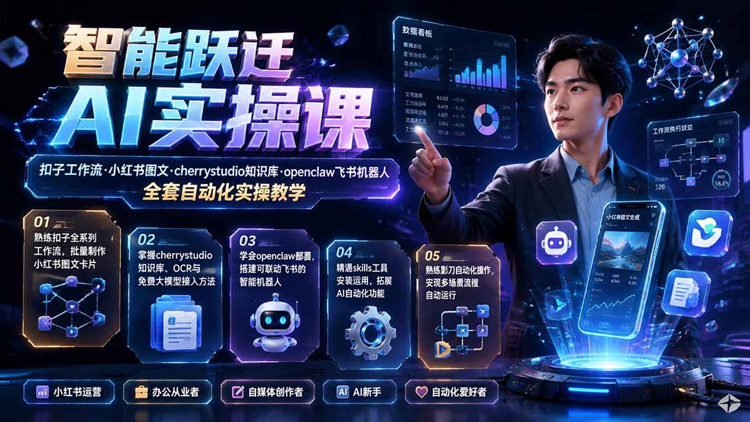 【2026.08.02】AI实操进阶｜扣子工作流+知识库+飞书机器人，小红书图文全自动搭建实战教学-