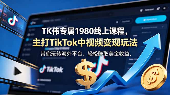 【2026.06.01】1. 解锁TK伟1980线上课程，掌握TikTok中视频变现秘籍，轻松赚取海外美金！-