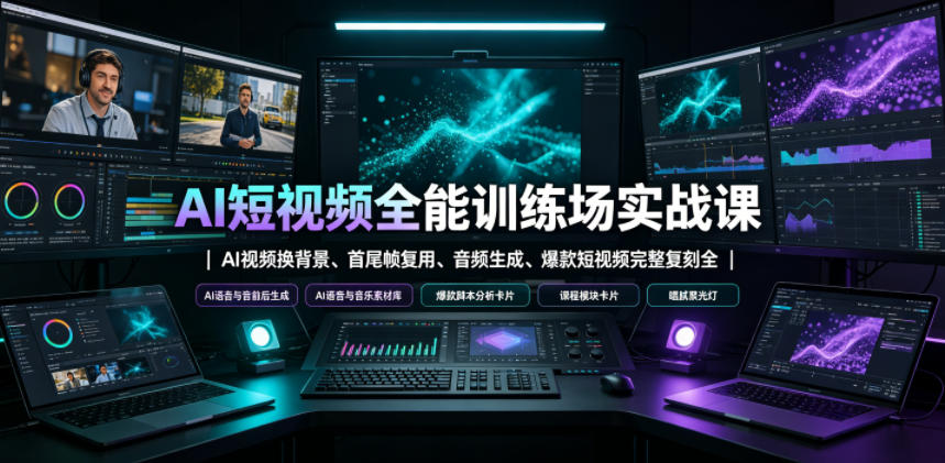 【2026.07.02】AI短视频实战训练营：一键换背景、首尾帧复用、音频生成，完整复刻爆款视频全流程实操教学-