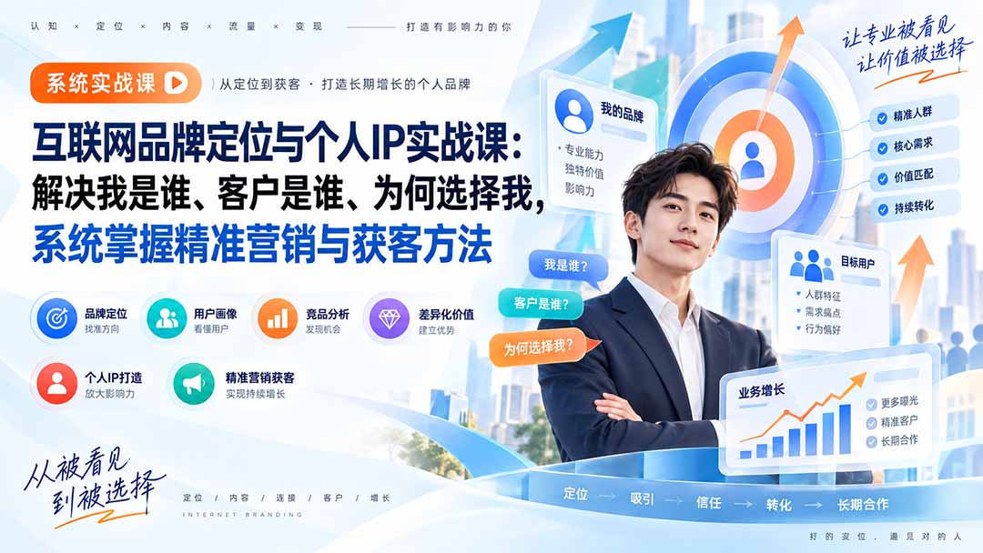 【2026.09.13】互联网品牌定位与个人IP实战营：破解身份、客群与选择难题，系统掌握精准营销与获客之道-