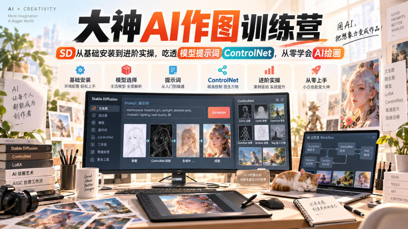 【2026.09.14】零基础直达AI绘画大神:SD安装、模型提示词与ControlNet全实战-
