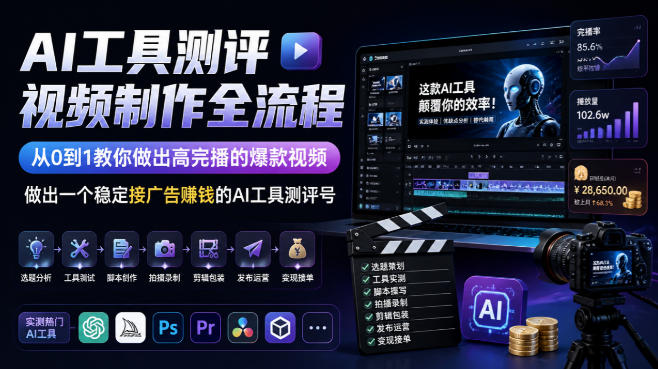 【2026.09.16】从0起步，用AI工具测评视频全流程打造高完播爆款，稳步接广告变现的实战指南-