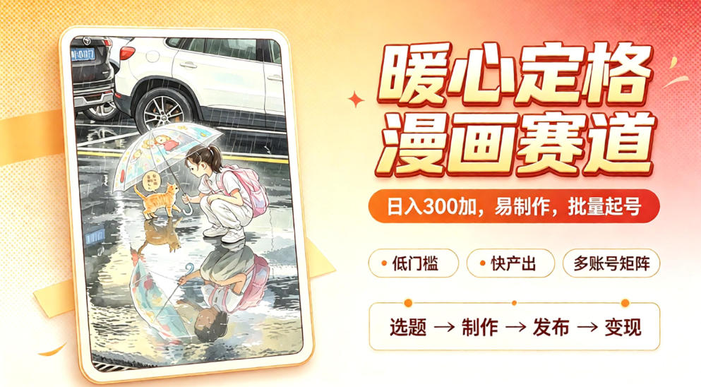 【2026.09.15】温情漫画赛道揭秘：日赚300元，轻松批量起号，超详细实操拆解，干货满满！-